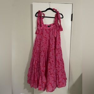 VICI Hot pink Cotton Tiered MIDI dress